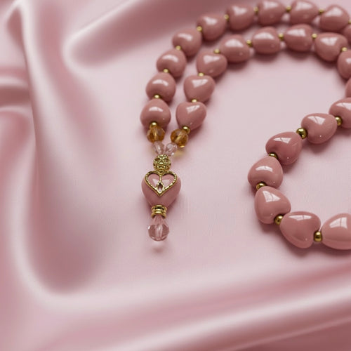 Blush Hearts Tasbih & Pouch